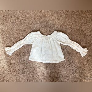 White Textured Long Sleeve Blouse